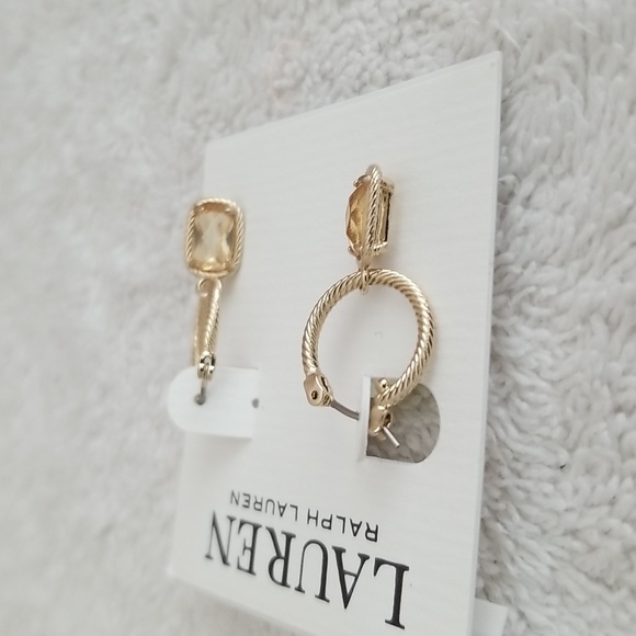 New Ralph Lauren Rope Stone Huggie Earrings - Picture 3 of 7